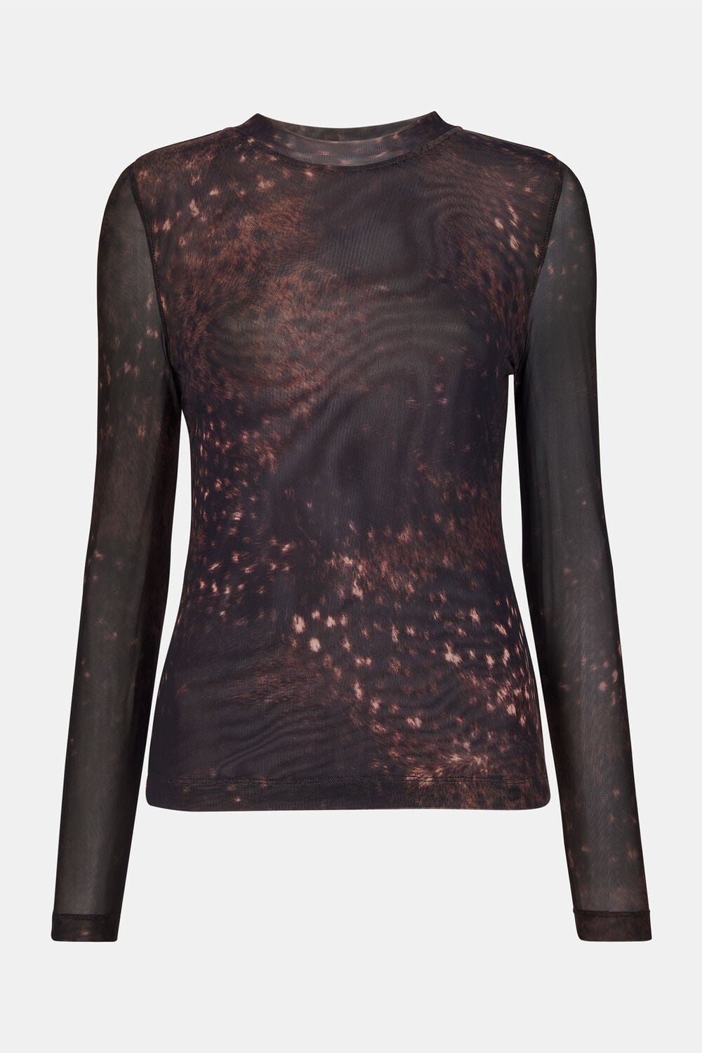Brown Spotted Animal Mesh Top