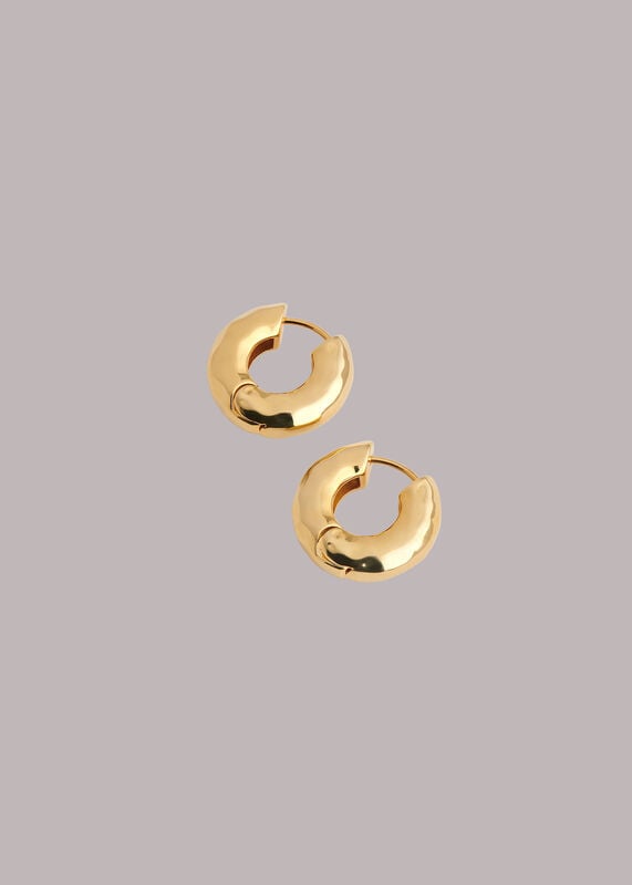 Gold Textured Huggie Hoop