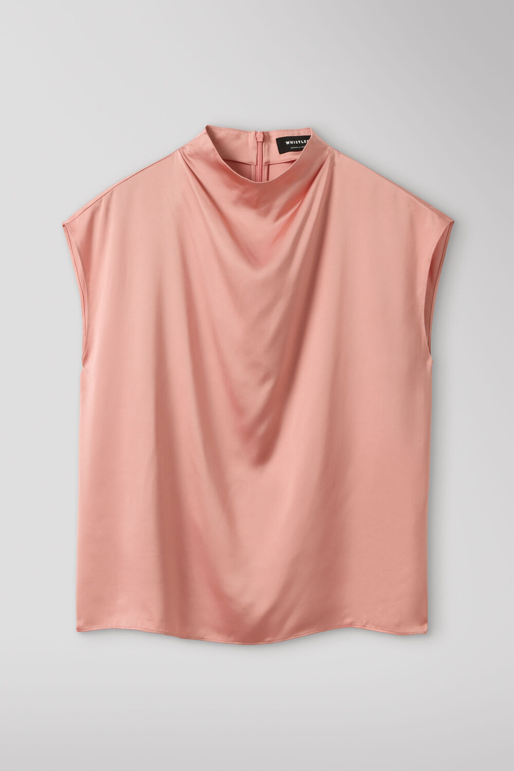 Cowl Neck Satin Sleeveless Top
