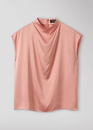 Cowl Neck Satin Sleeveless Top