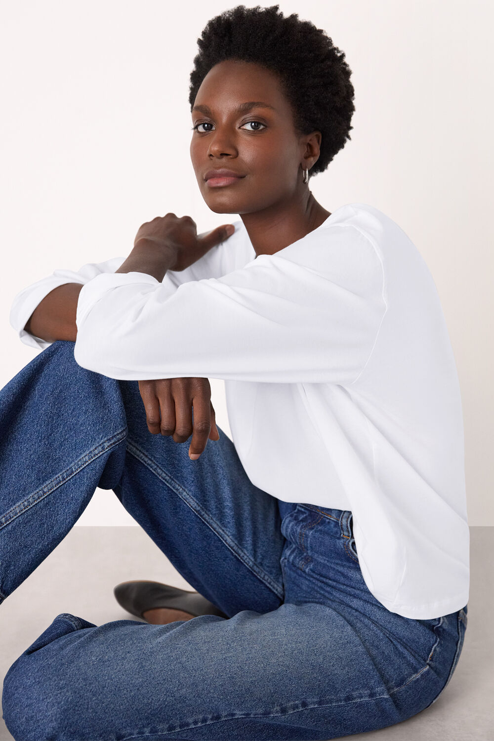 White Relaxed Long Sleeve Tee