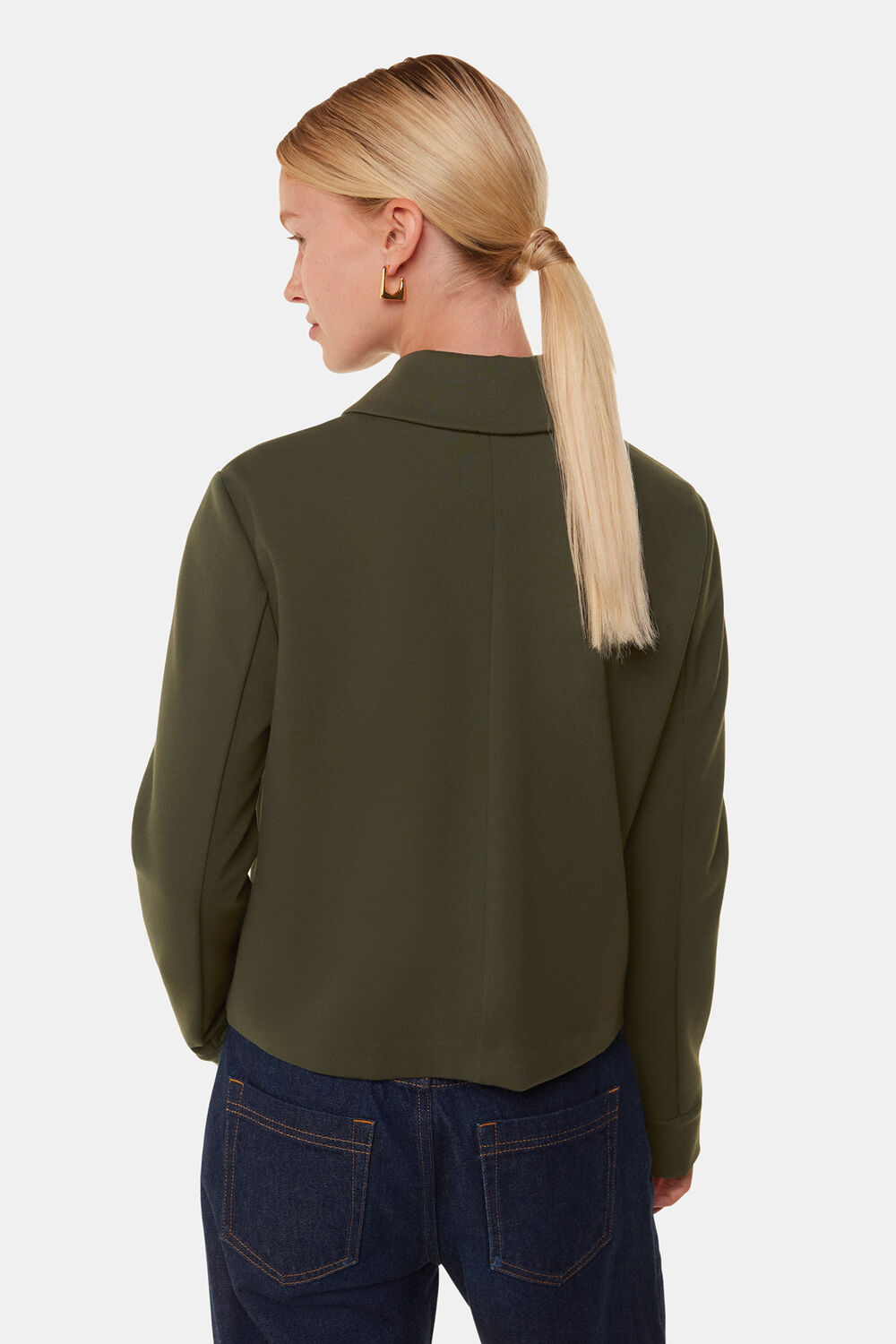 Khaki Marla Ponte Zip Through Jacket