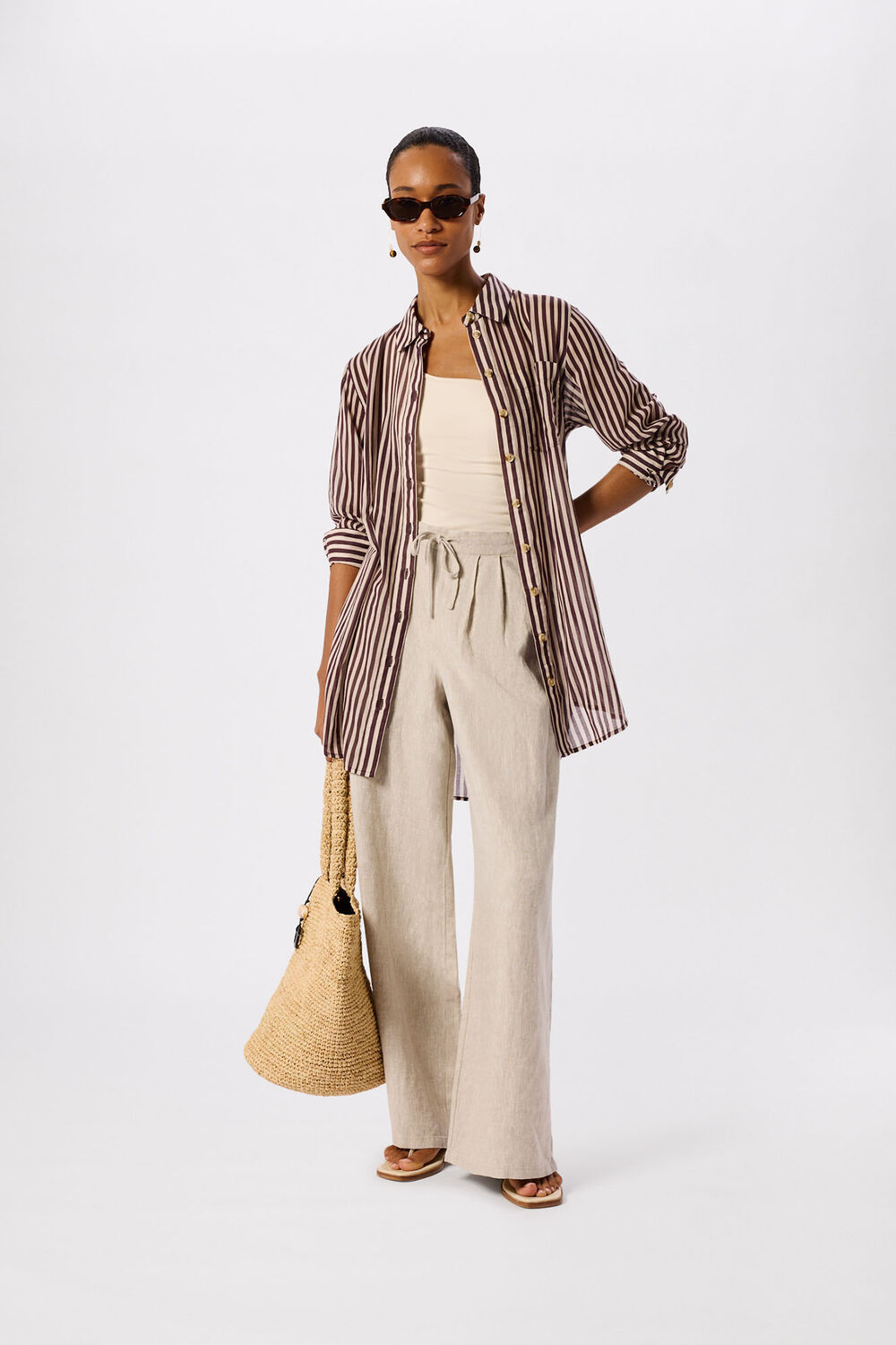 Stripe Long Sleeve Beach Shirt