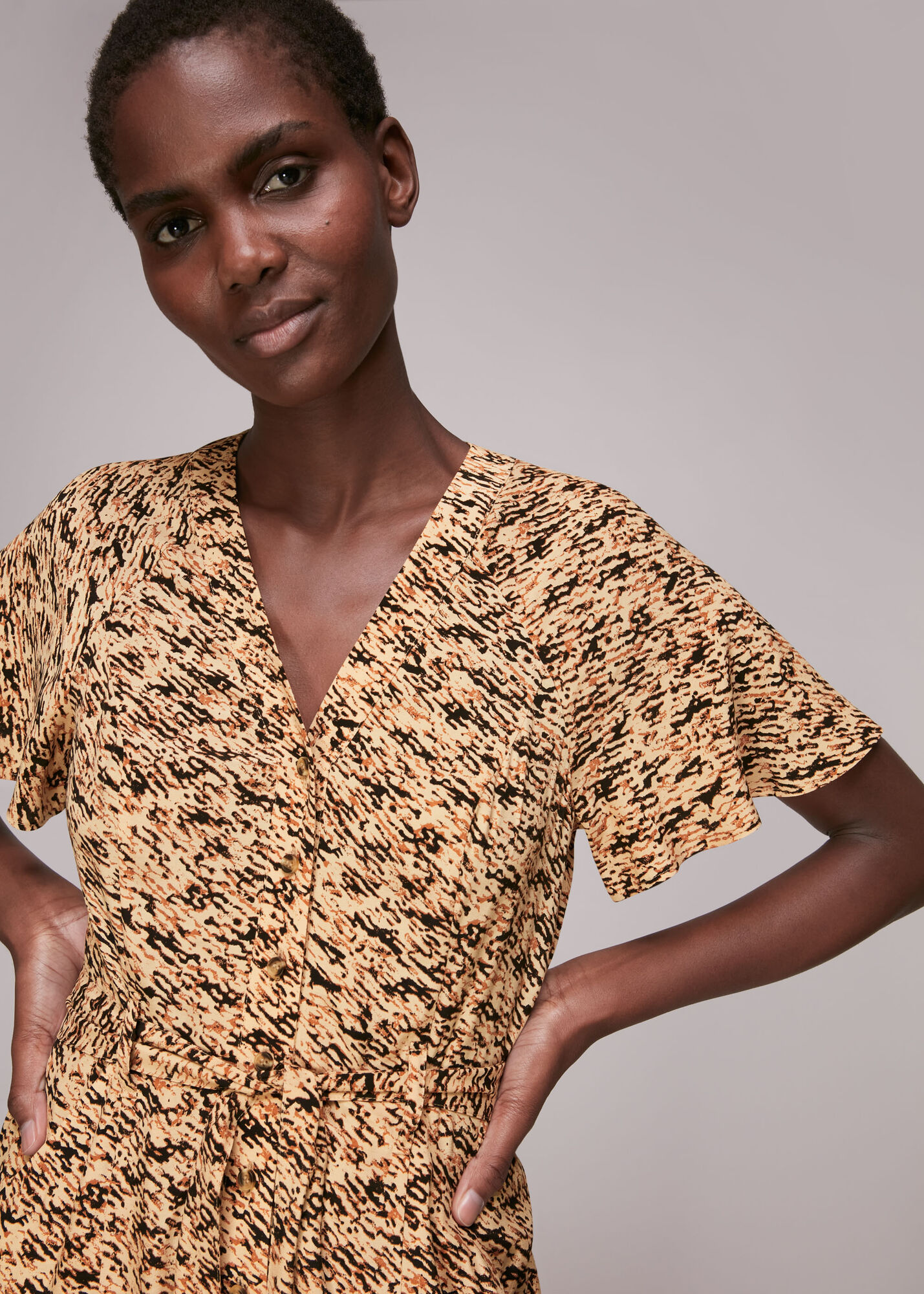 Multicolour Bark Print Tie Waist Jumpsuit WHISTLES