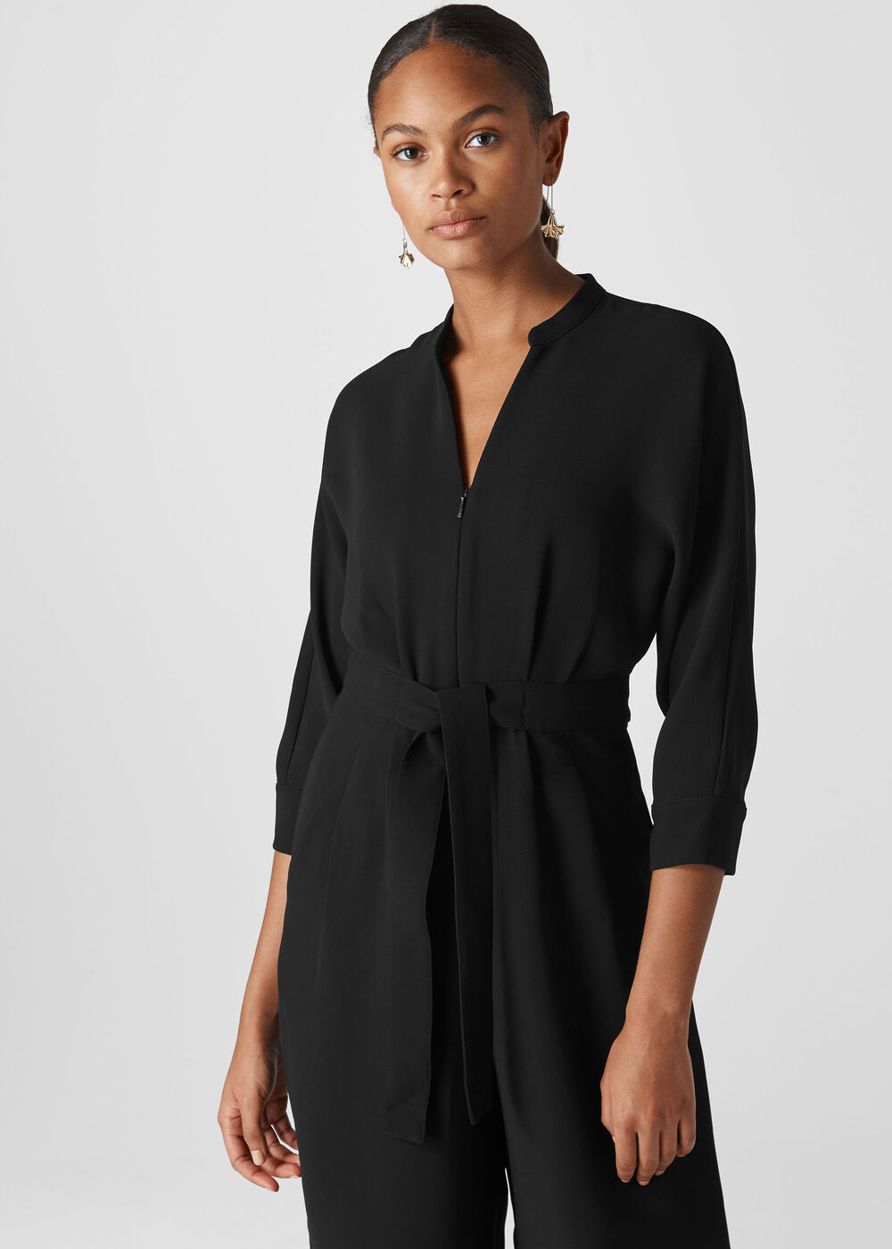 Arabella Crepe Tie Jumpsuit Black