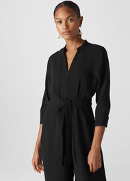 Arabella Crepe Tie Jumpsuit Black