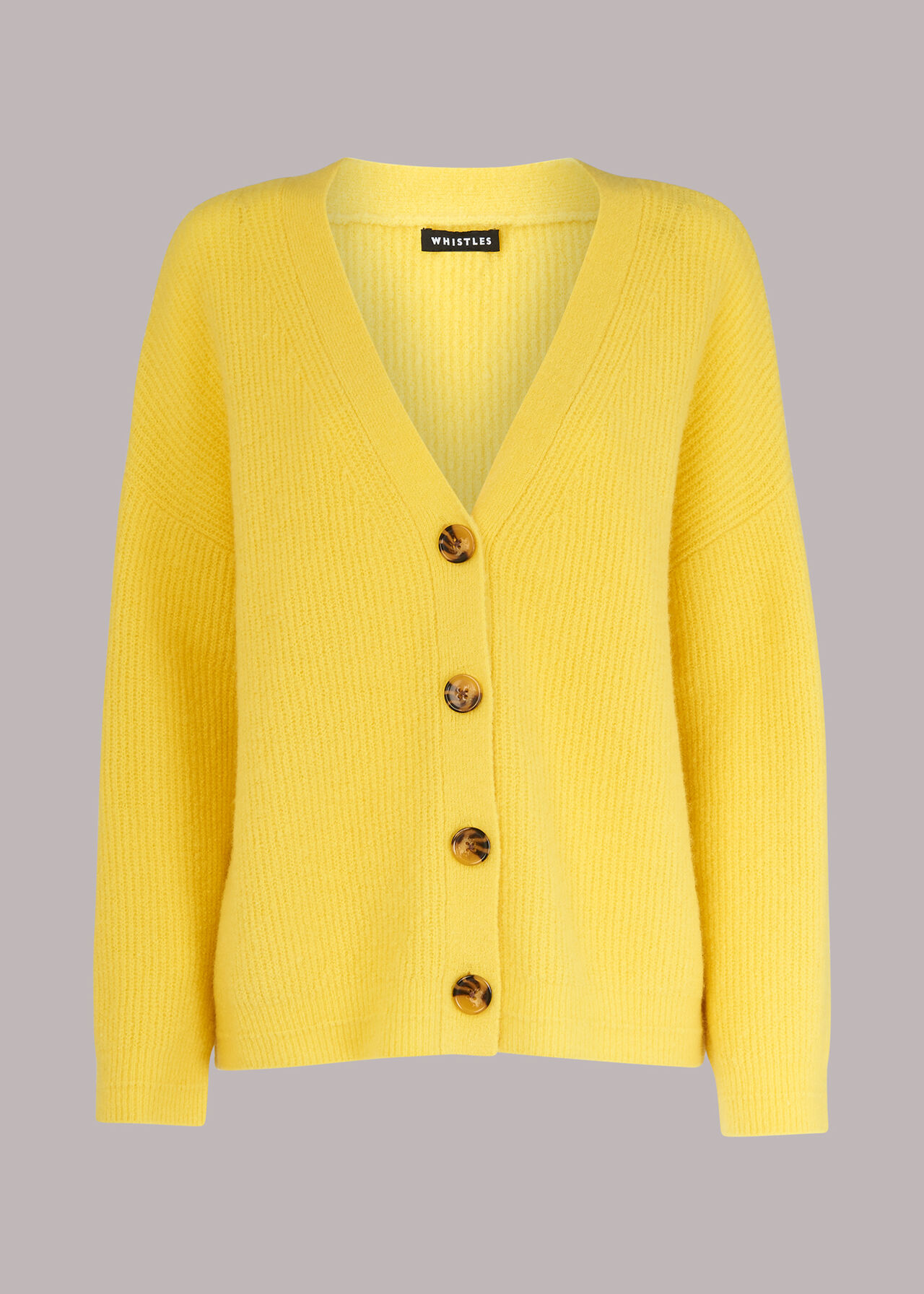 Yellow Easy Wool Mix Rib Cardigan | WHISTLES