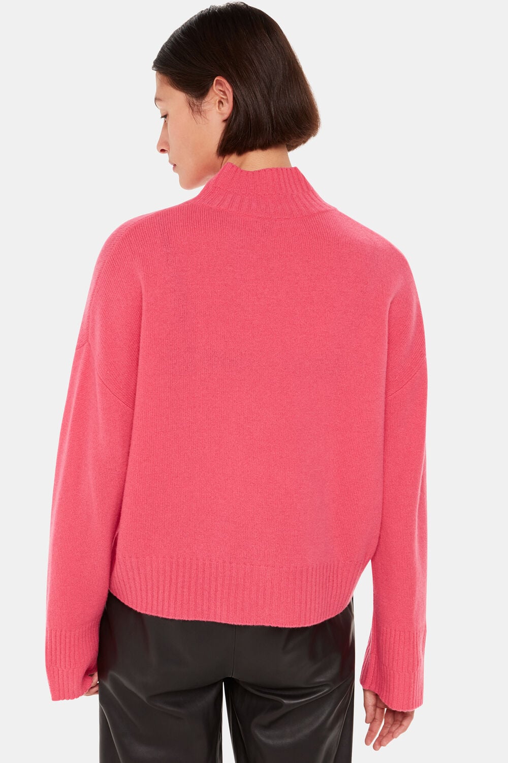 Wool Double Trim Funnel Neck