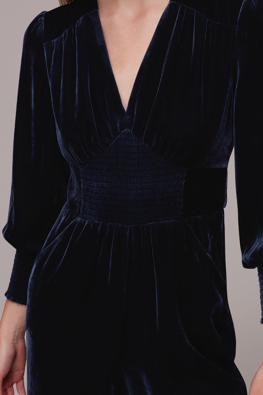 Maisey Shirred Velvet Jumpsuit
