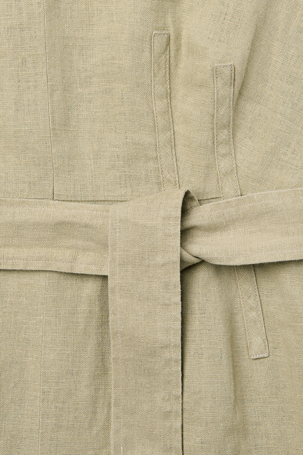 Neutral Belted Seamed Linen Jumpsuit