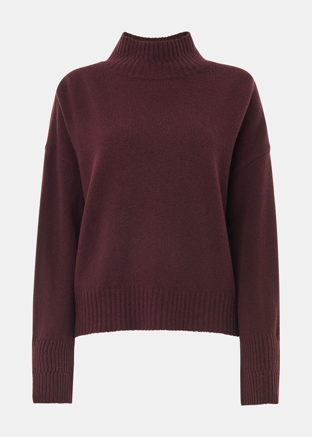 Wool Double Trim Funnel Neck