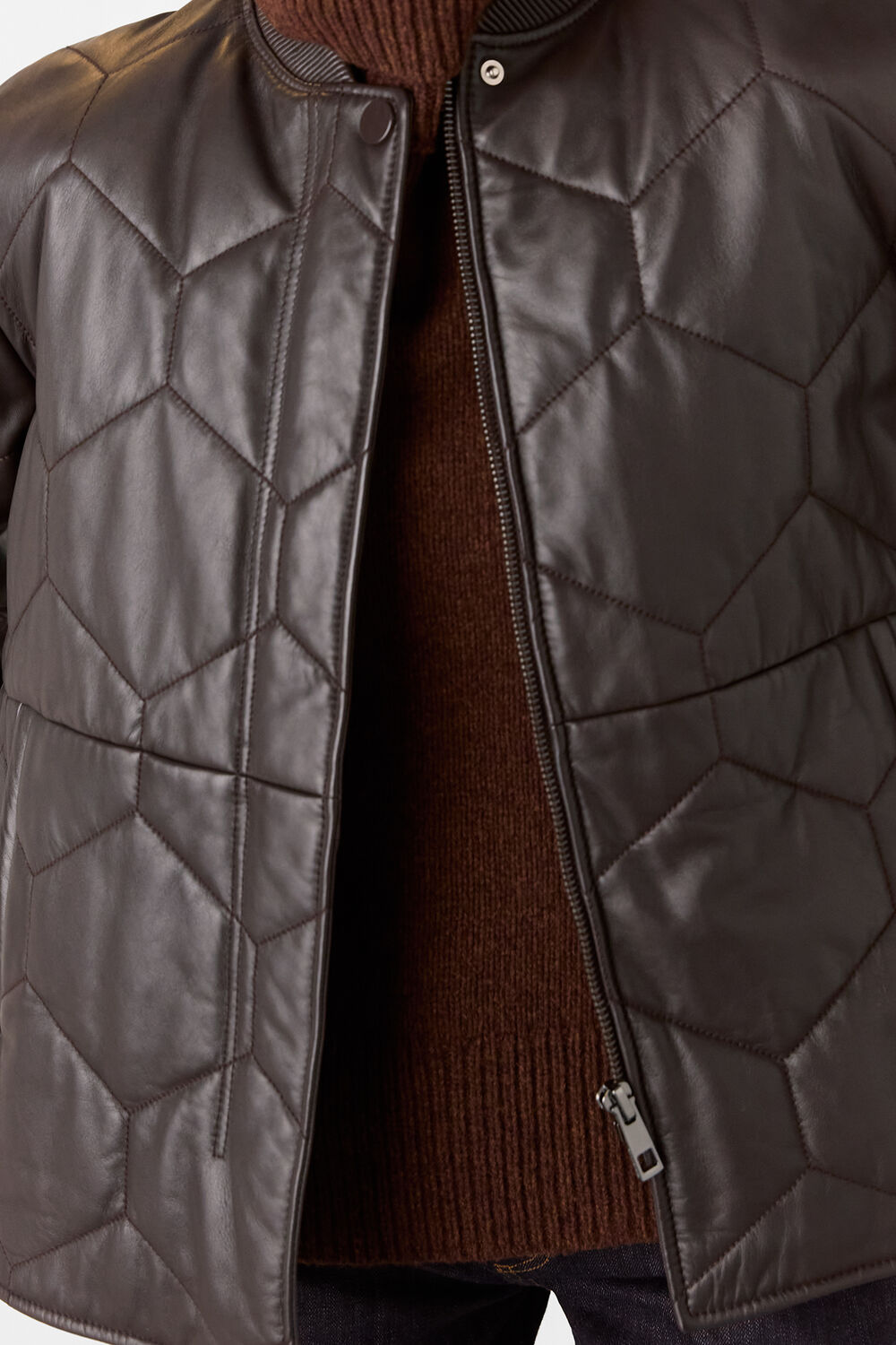 Burgundy Cleo Leather Quilted Jacket