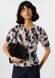 Shadow Floral Shirred Top