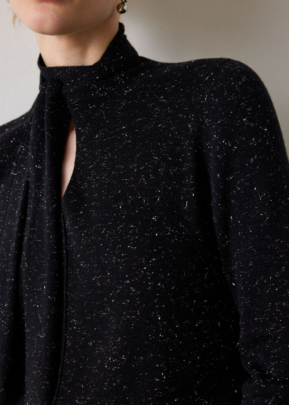 Black Annie Sparkle Tie Neck