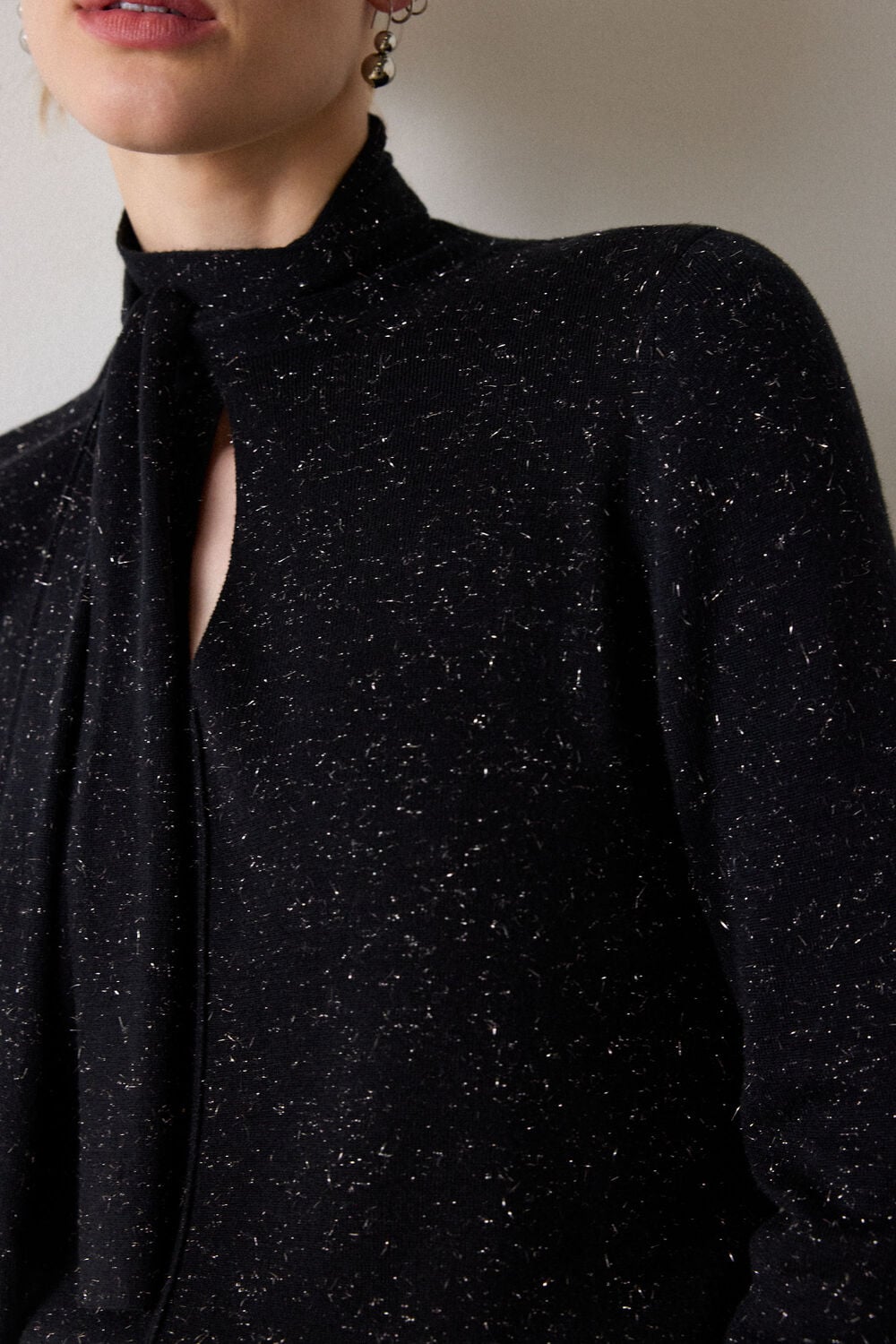 Black Annie Sparkle Tie Neck