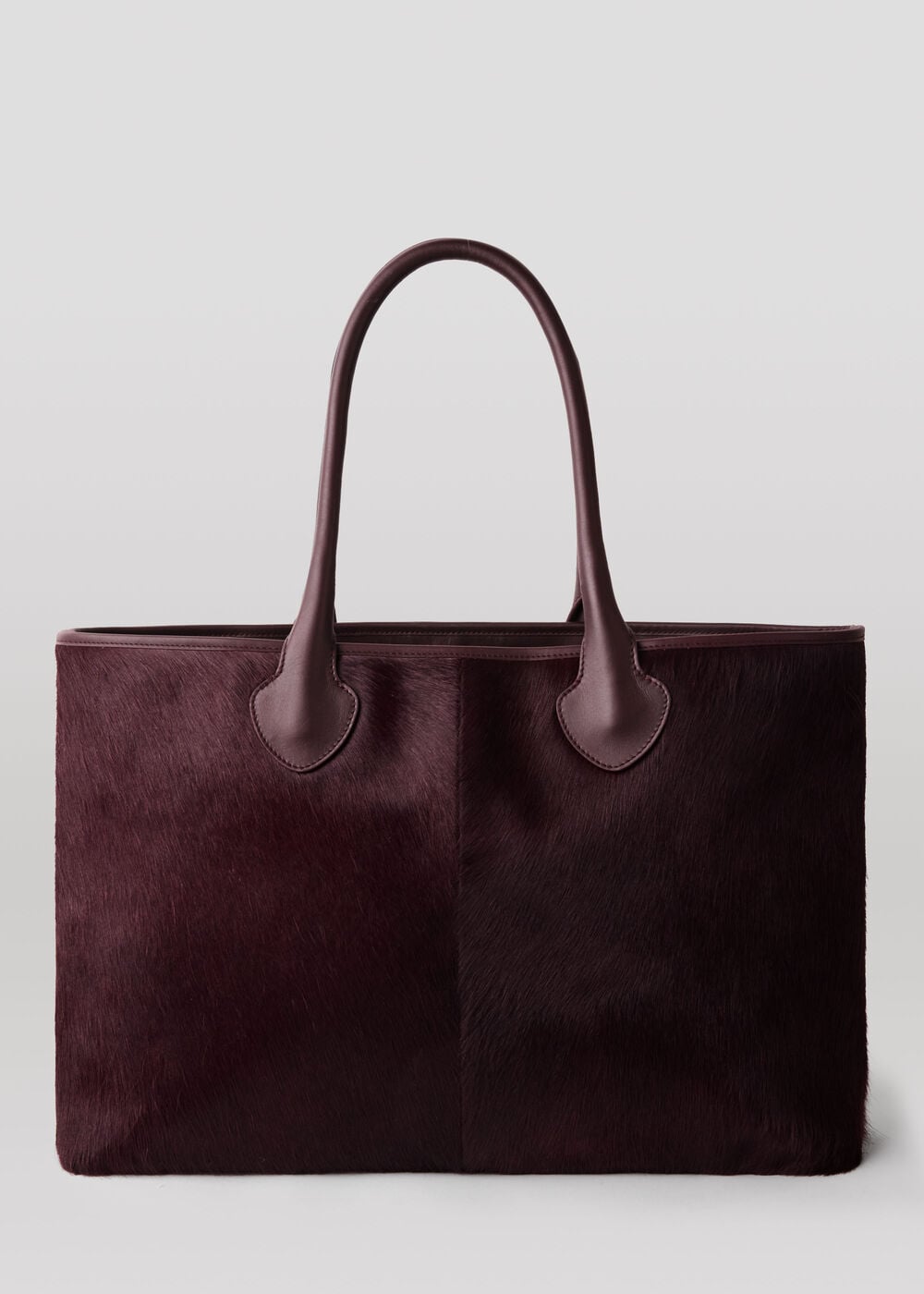 Plum Leandra Hair-On Leather Tote