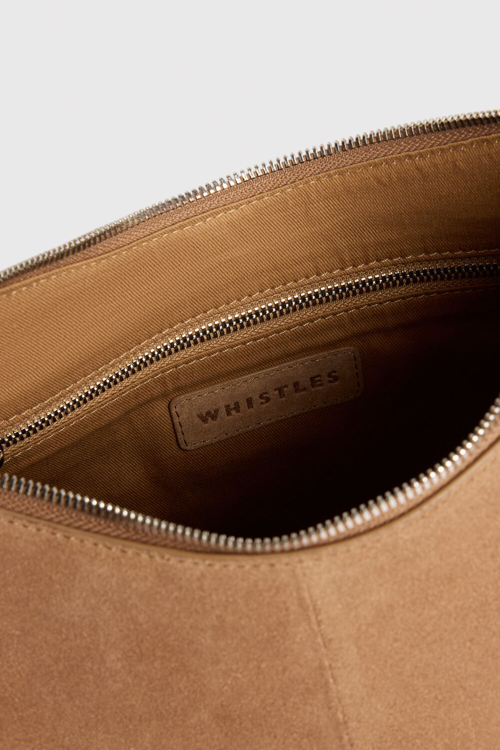 Taupe Large Sia Curved Suede Bag
