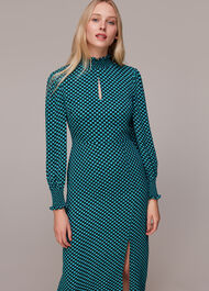 Star Check Print Midi Dress