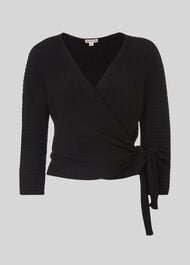 Rib Detail Wrap Top Black