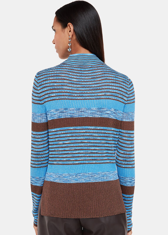 Multicolour Stripe Sparkle High Neck Sweater