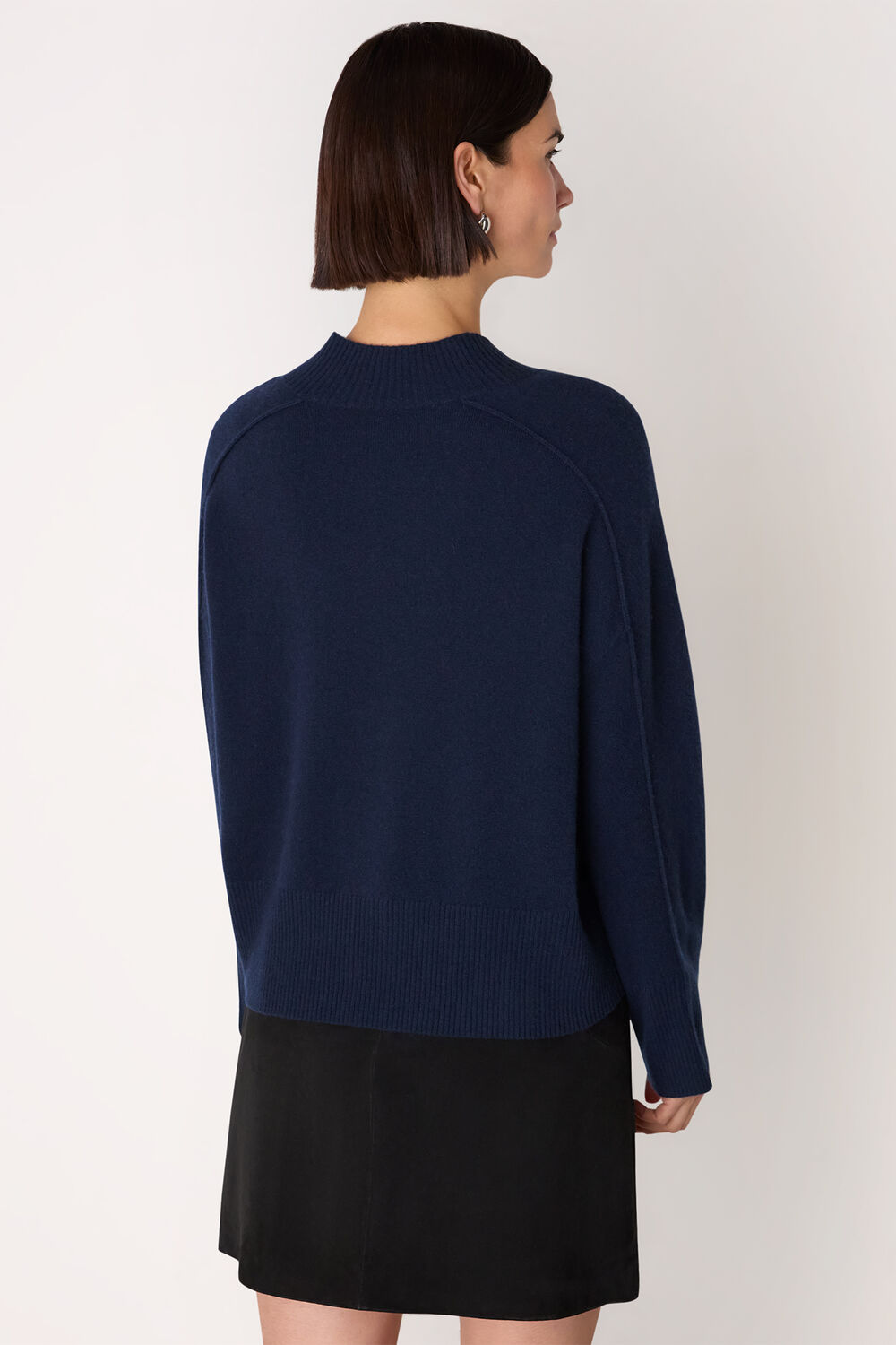 Navy Cashmere V Neck Sweater