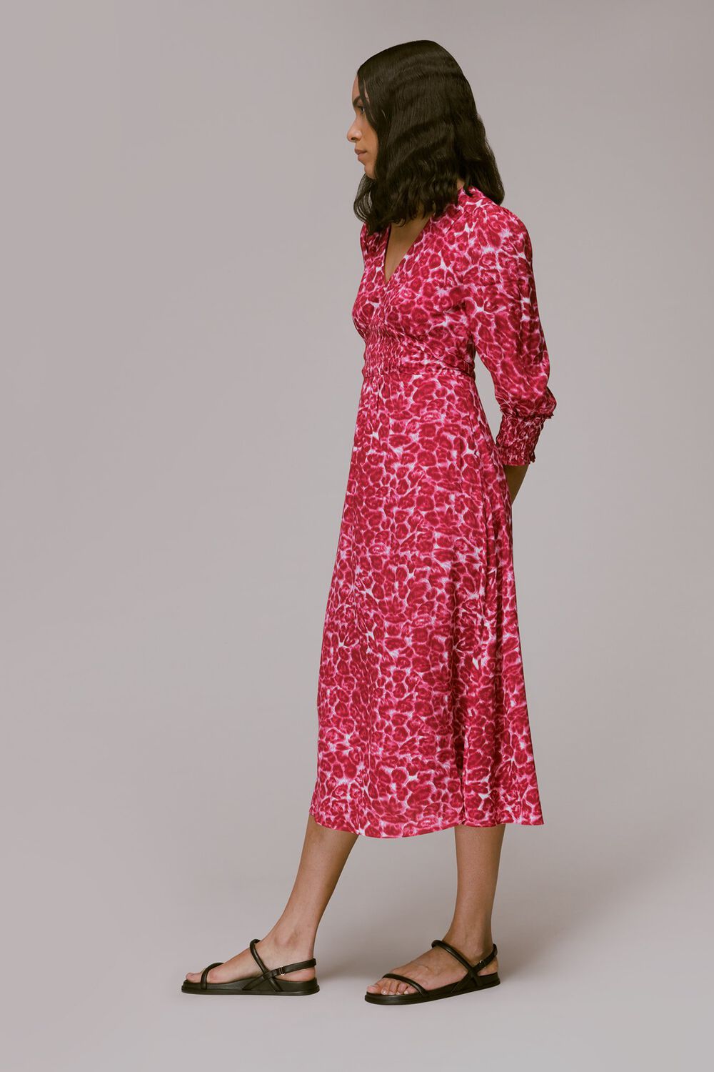 Clouded Leopard Shirred Dress