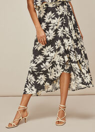 Starburst Floral Wrap Skirt Black/White