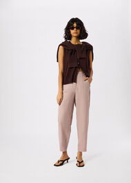 Petite Linen Barrel Leg Trouser
