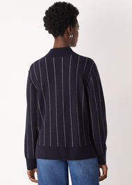 Stripe Wool Funnel Neck Knit