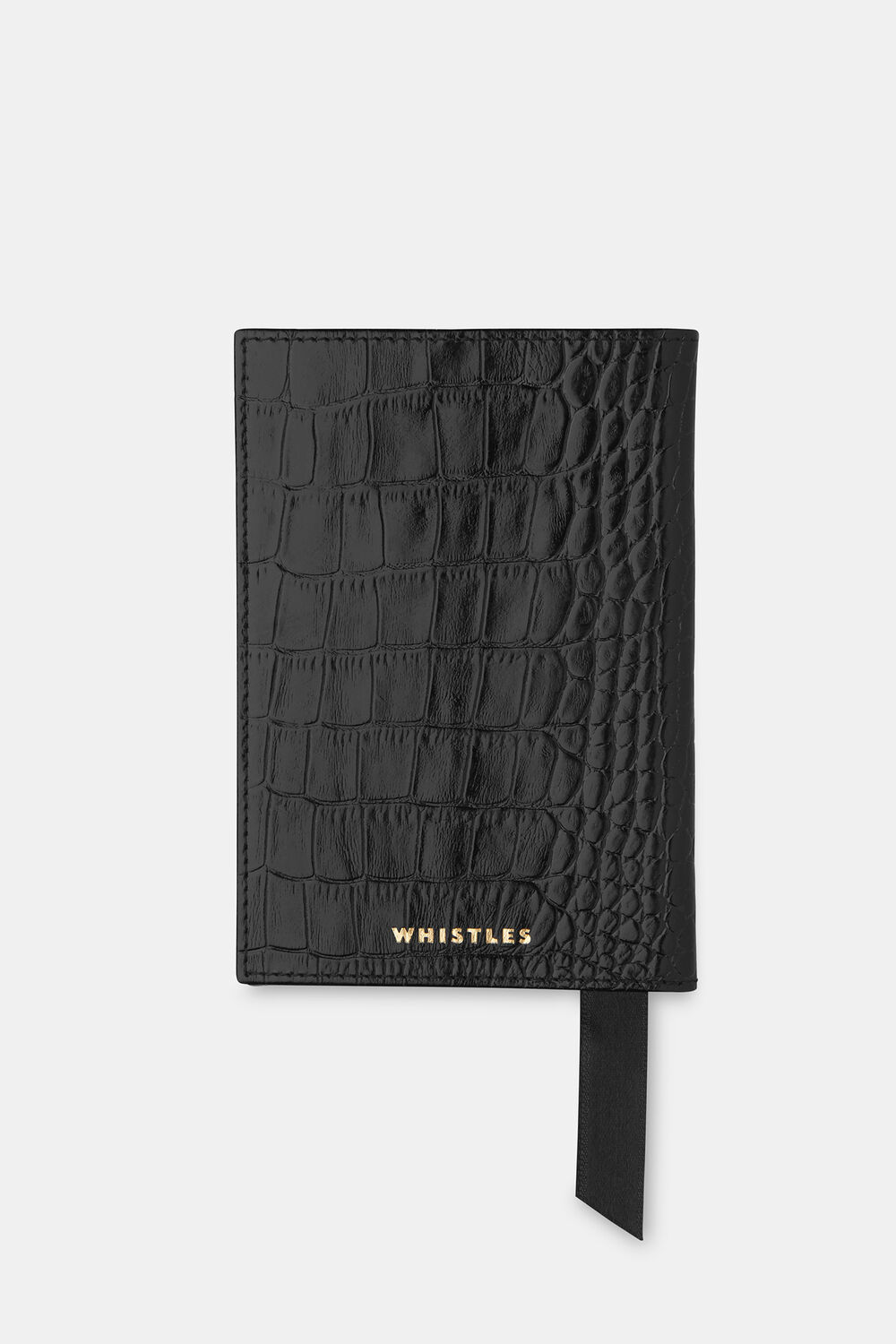 Black Shiny Croc Passport Holder