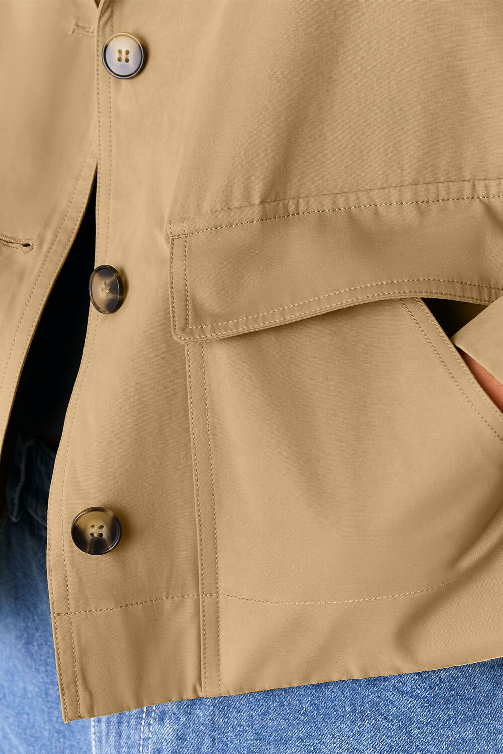 Petite Short Cotton Trench Jacket