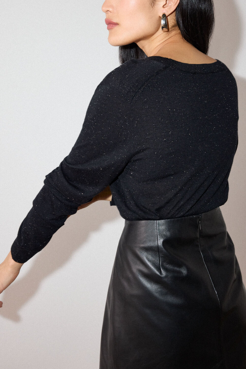 Black Annie Sparkle V Neck Knit