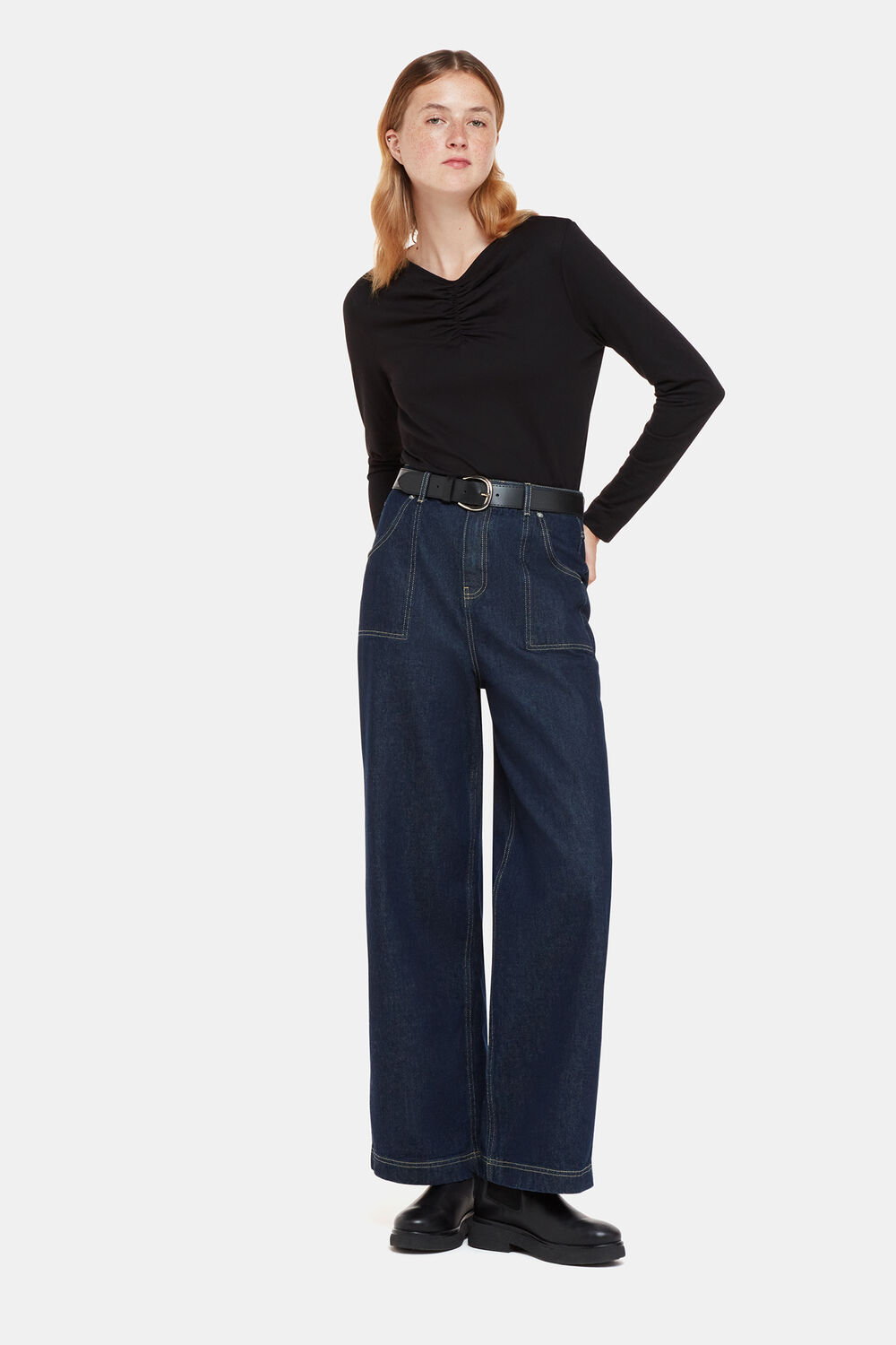 High V Neck Ruched Top