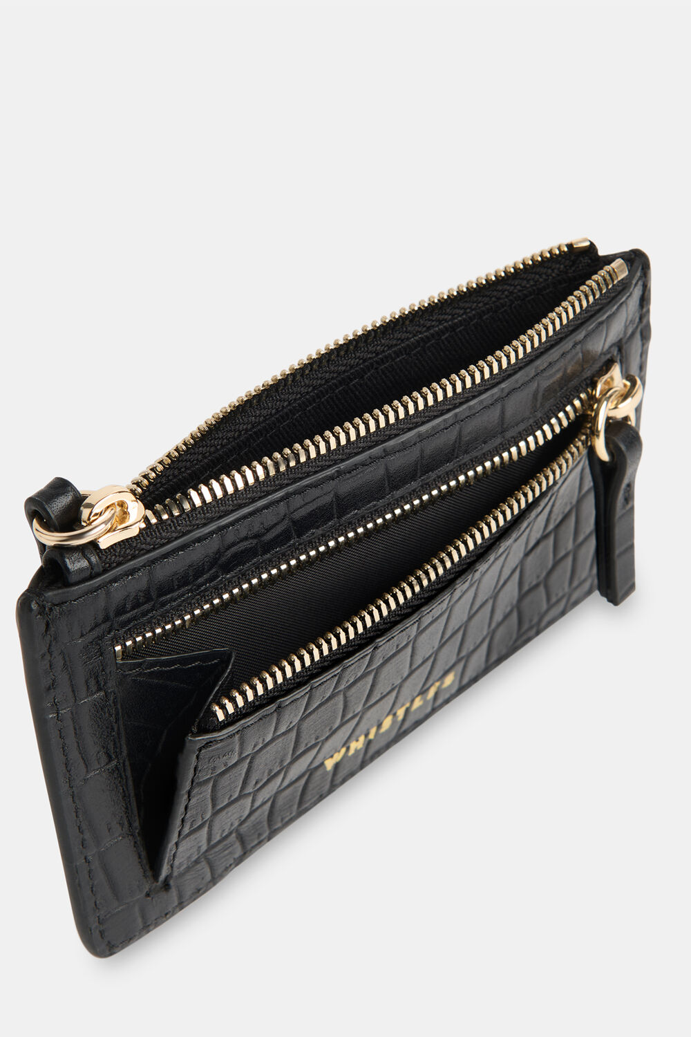 Black Croc Zip Top Card Holder Purse