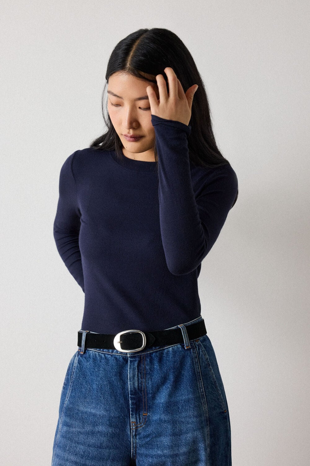 Navy Essential Ribbed Crew