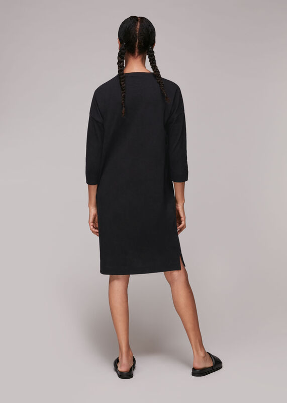 Black Cotton Pocket Dress
