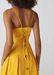 Duffy Linen Strappy Dress Yellow