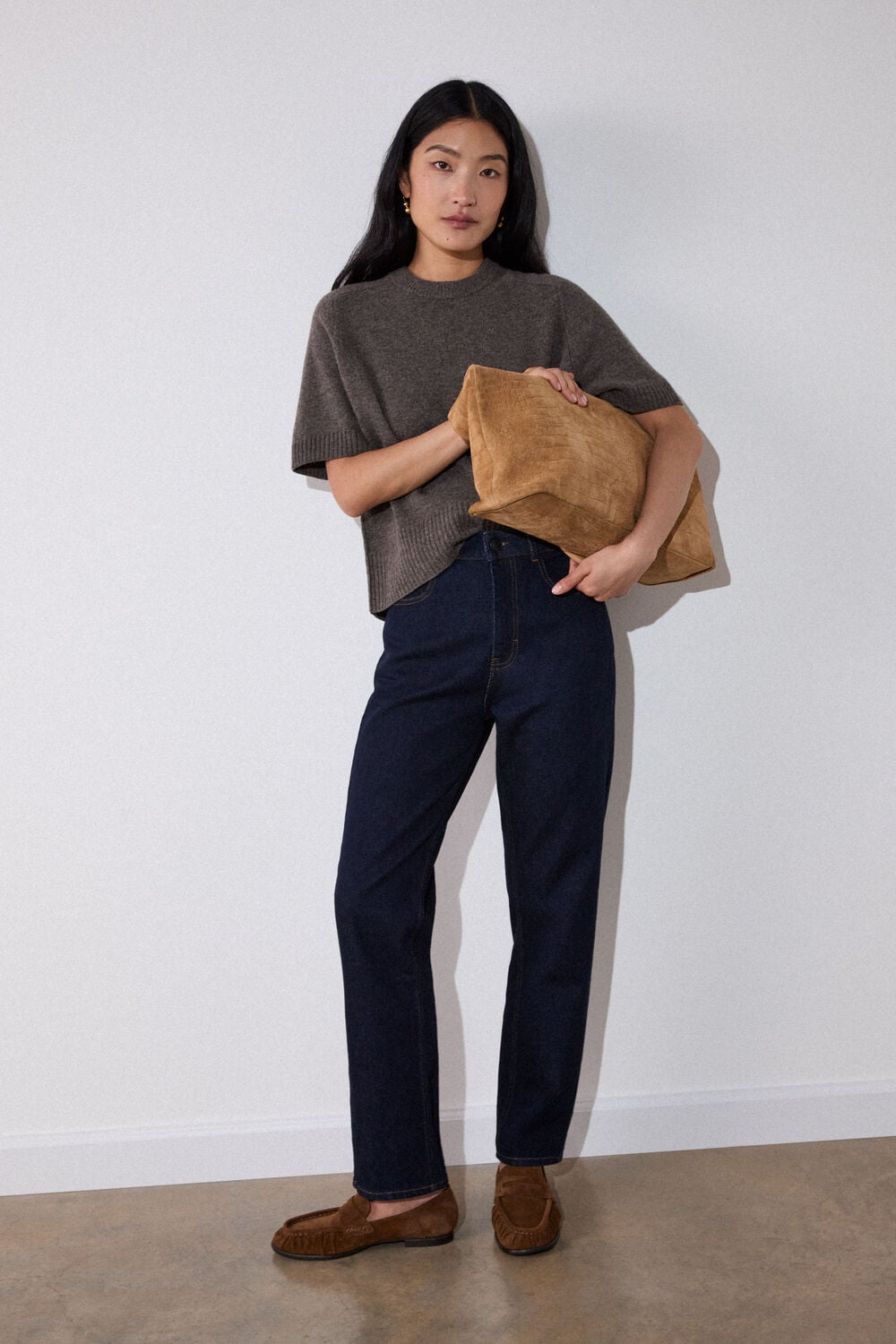Dark Denim Stretch Stovepipe Leg Jean