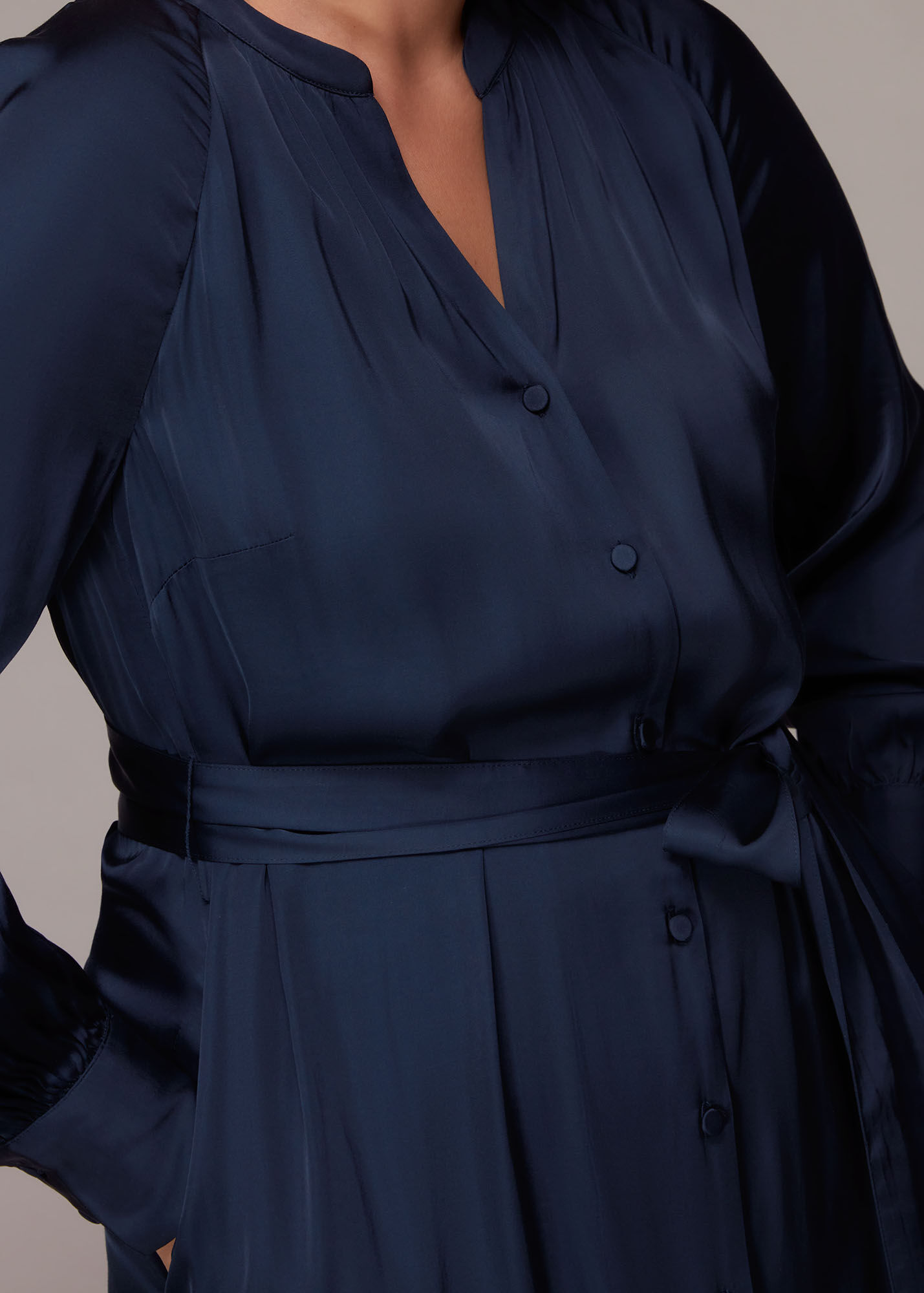 Navy Satin Shirt Dress WHISTLES Whistles