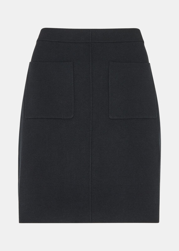 Black Patch Pocket Knitted Skirt