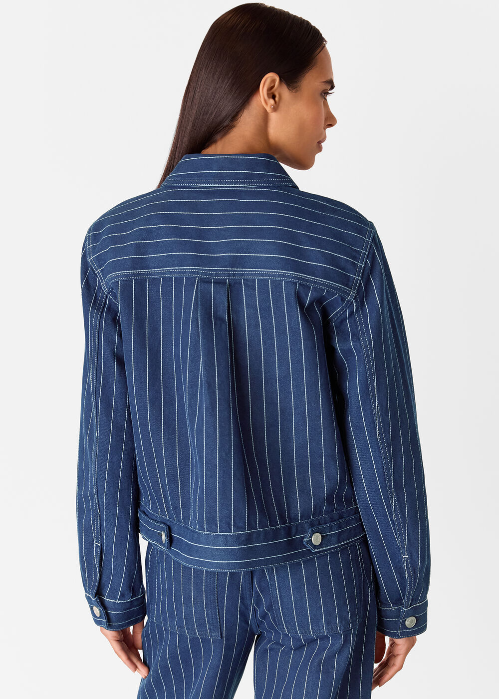 Pinstripe Denim Jacket