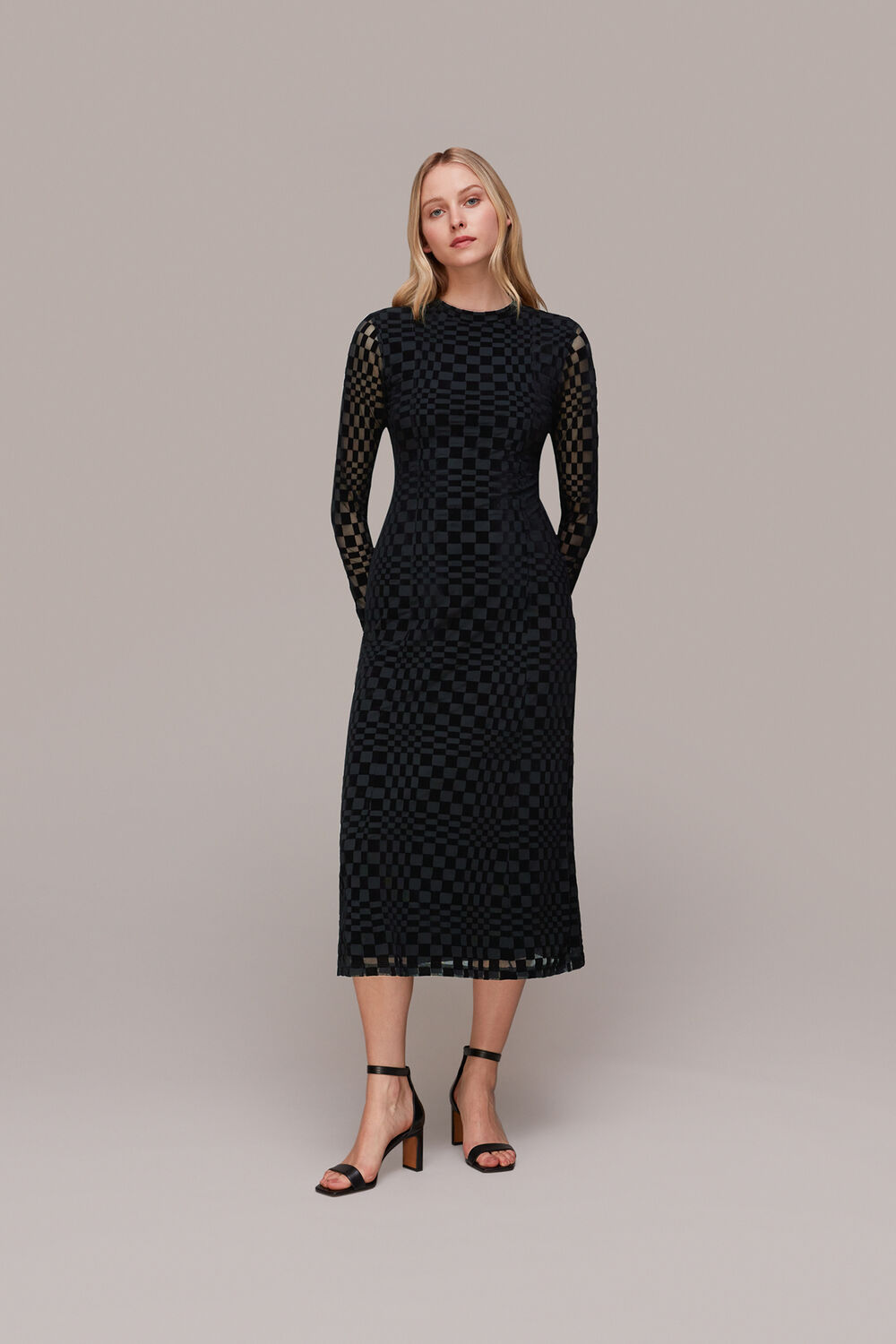 Black Illusion Checked Mesh Dress