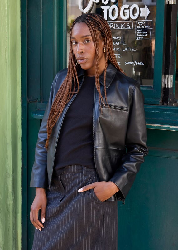 Black Kate Zip Leather Jacket