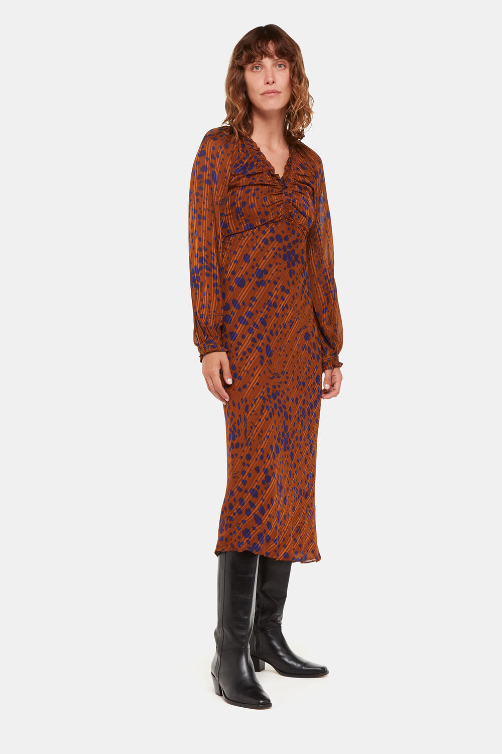 Brown Spotted Dalmatian Midi Dress