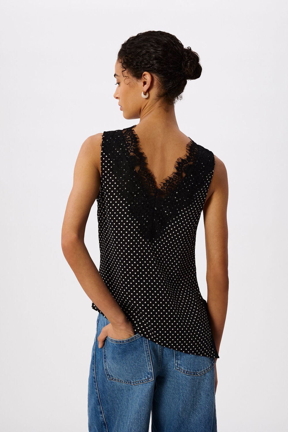 Mini Spot Lace Trim Top