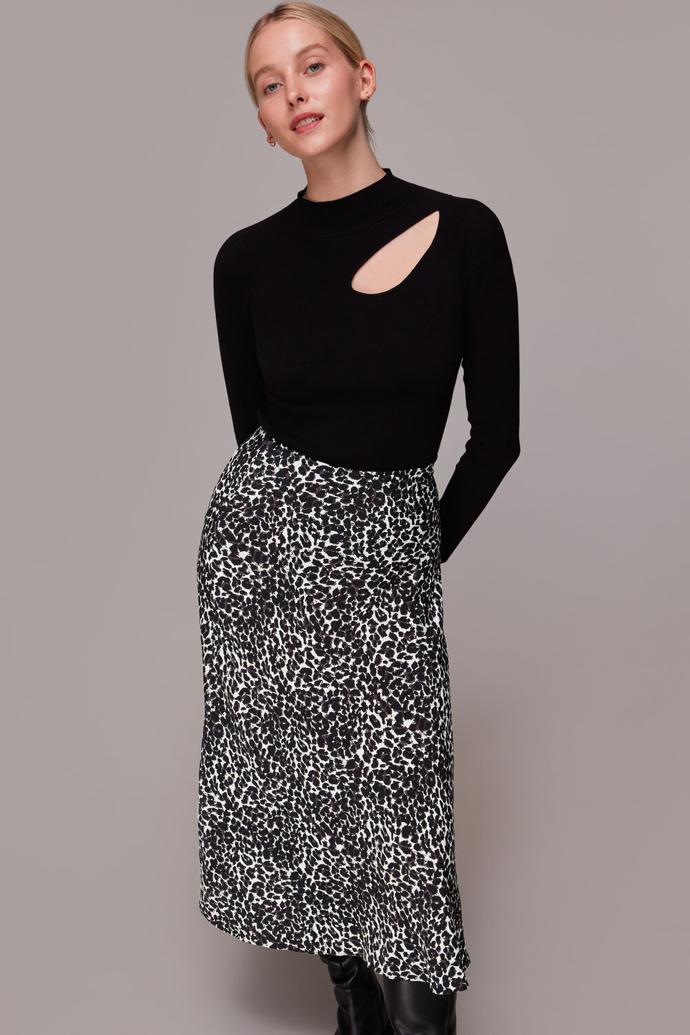 Shadow Leopard Bias Cut Skirt