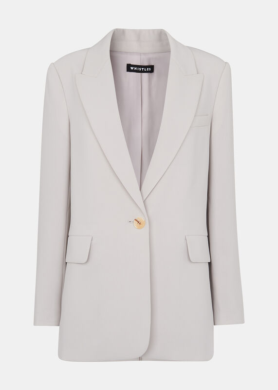 Neutral Petite Crepe Boyfriend Blazer