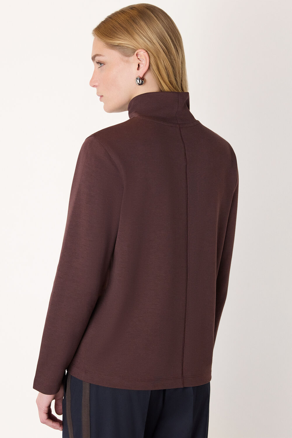 Brown Long Sleeve Funnel Neck Jersey