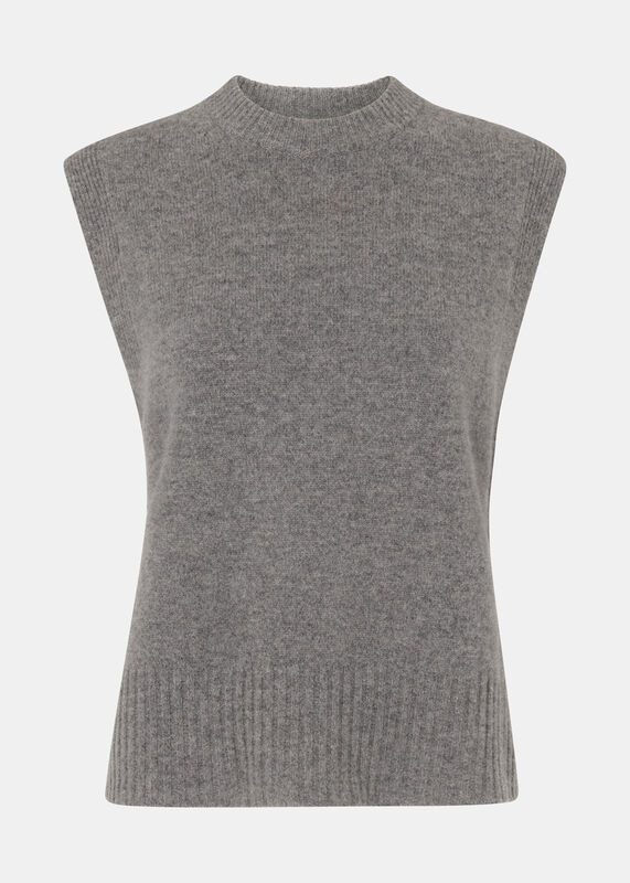 Grey Wool Sleeveless Sweater Vest