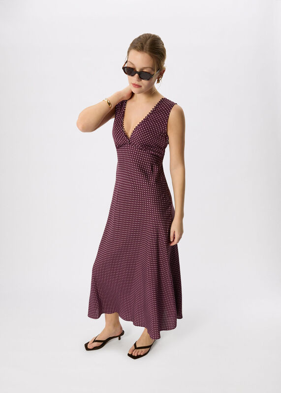 Purple Petite Mini Spot Sleeveless Dress